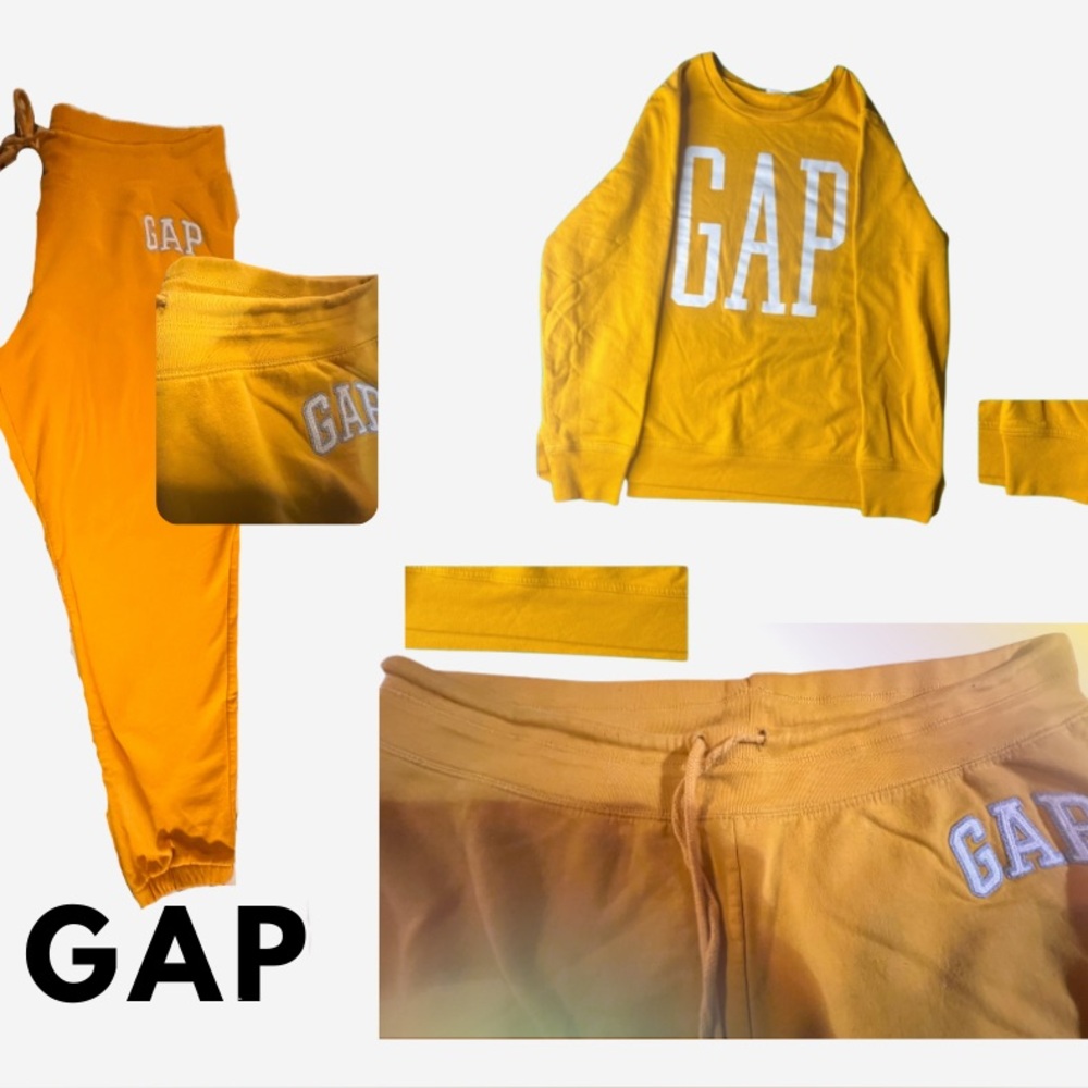 GAP Yellow Logo Sweatshirt & Jogger Set | Matching Athleisure Lounge Set